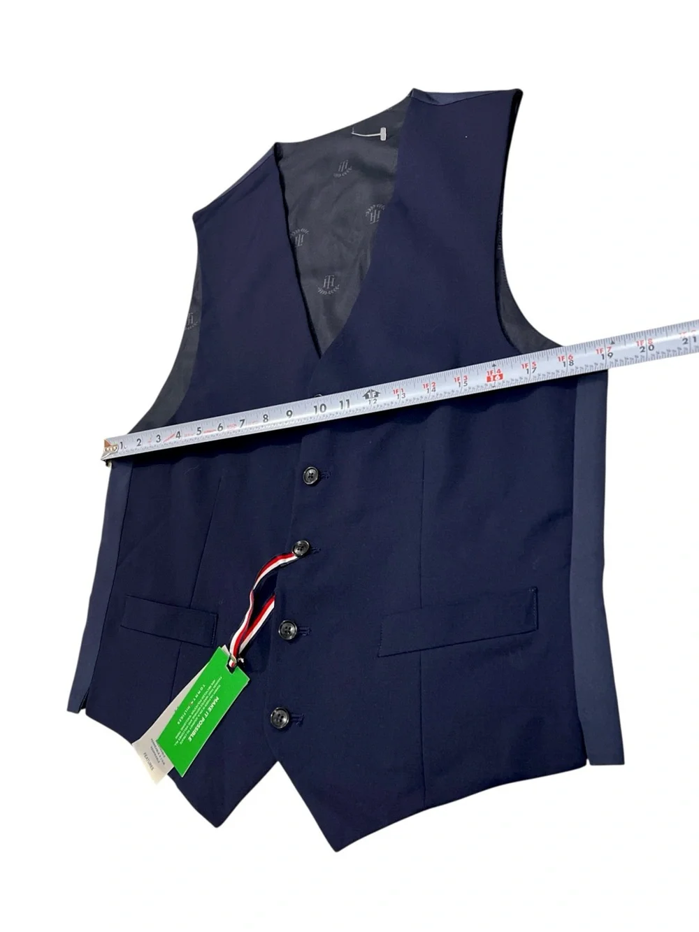 Tommy Hilfiger Men's Wool Blend Suit Vest Waistcoat, Color Navy Blue, Size Small